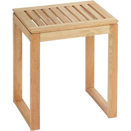 WENKO Stool Norway, warm accented square bathroom stool, high-quality living room stool with clear lacquer seal, natural, solid walnut wood, Scandinavian design, 40 x 46 x 30 cm, Natural