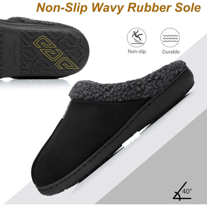 Чоловічі халати з замші з меморі-піною, для дому та вулиці, теплі зимові халати з неслизькою підошвою, подарунок для чоловіків, тата, чорний 47/48 EU