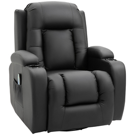 HOMCOM Massage Chair, Recliner Chair, Heated Recliner Chair, TV Recliner with Reclining Function, Recliner Chair with Remote Control, Black | Aosom