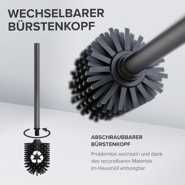 Набір для чищення унітазу Ovimar Finnkona з кріпленням на стіну без свердління | Силіконова щітка для унітазу | З вентиляцією | З порошковим покриттям з нержавіючої сталі | Замінний насадок для унітазу