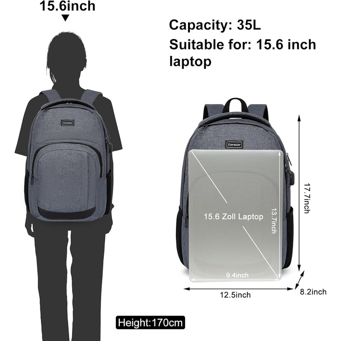 Шкільний рюкзак для хлопчиків та дівчаток-підлітків, рюкзак чоловічий жіночий, Daypack для ноутбука 15.6