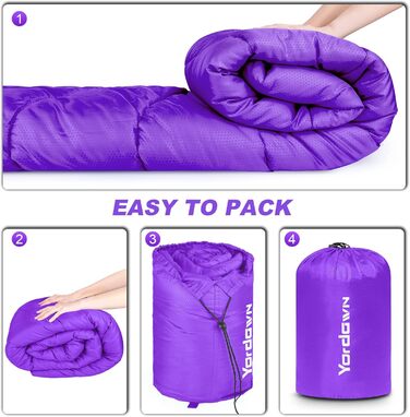 Yordawn Sleeping Bag - Outdoor Camping, 3-4 Season, Ultralight, Waterproof, for Adults & Kids