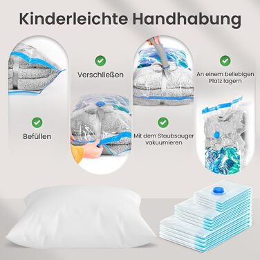 Vacuum Bags for Clothes - 20 Piece Set, 3 Sizes - Vacuum Bags for Vacuum Cleaners, Reusable, 100% Airtight & Robust | Travel Compression Bags, Garment Bags, Storage Bags, Vacuum Pouches, Clothes Sack XL