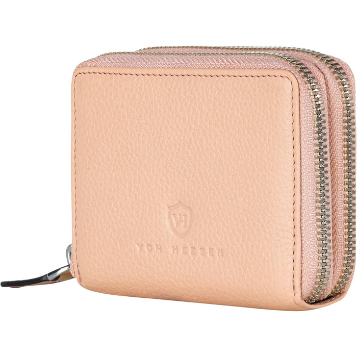 VON HEESEN Leather Wallet with RFID Blocker - Wallet for Women & Men made of Genuine Leather - Wallet with Coin Pocket - Purse for Women and Men in Rose
