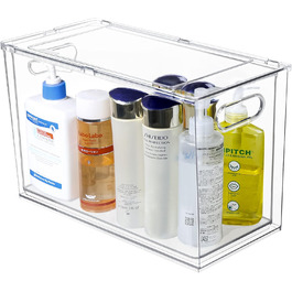 Refrigerator Organizer Drawer Set with Handle, 3-Piece Stackable Kitchen Storage Boxes with Pull-Out Drawer & Lid for Vegetables, Berries, Meat | PET Plastic Food Storage Containers (1 pack-9L)