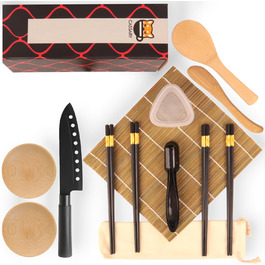 Набір для приготування суші на 17 частин. Професійний набір для суші, бамбукова килимок, ніж, форми для нігірі та онігірі, палички, ложка. Maker B