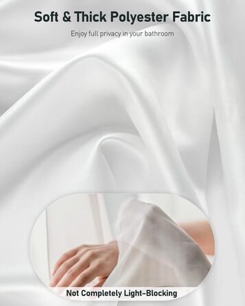 Шторка для душу Uniclife, біла, 180x180 см, тканинна, водонепроникна, з 12 гачками, з обтяженим краєм, для ванни