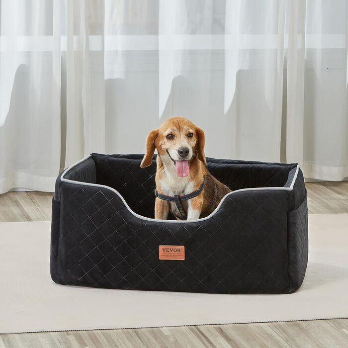 Автокрісло для собак VEVOR, чорне, велике (до 25 кг) з підсклянником та безпечною шлейкою