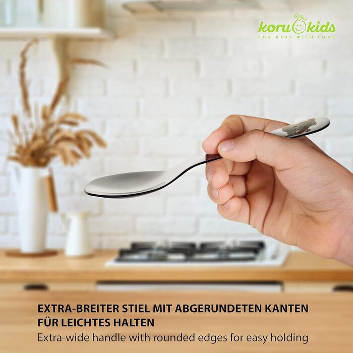Набір дитячого столового прибору Koru Kids® Kinderbesteck (4 шт.) з нержавіючої сталі, для дітей від 3 років (Wildlife)