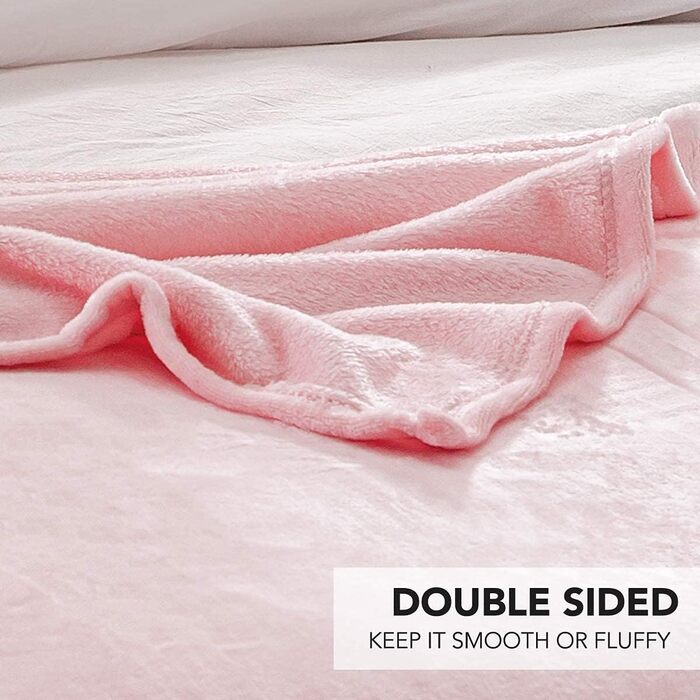 Плед KEPLIN з фланелі, великий накид, ковдра, м'який, затишний та пухнастий, з мікрофібри, для ліжка та ковдри, ідеальний для дорослих та дитячих кімнат (150 x Queen, персиковий)