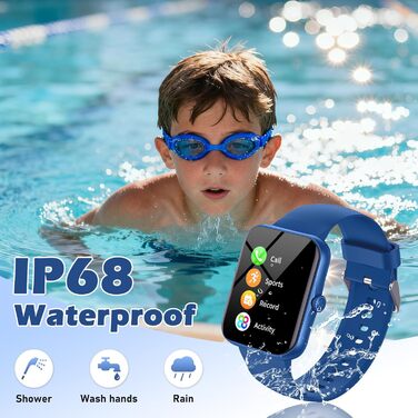 Дитячий розумний годинник-фітнес-трекер Kinder з 1.83' HD екраном, крокоміром, IP68 водонепроникністю, 120 спортивними режимами, монітором сну та будильником для дітей 5-16 років (блакитний)