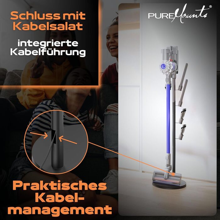 Універсальний підлоговий тримач для пилососа PureMounts, сумісний з Dyson, Philips, Samsung, Bosch, Miele, Xiaomi, чорний