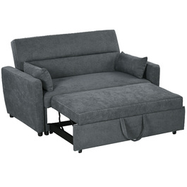 HOMCOM Sleeper Sofa, 2-Seater, Convertible, Up to 200 kg, Wooden Frame, 155x90x88.5cm, Dark Grey