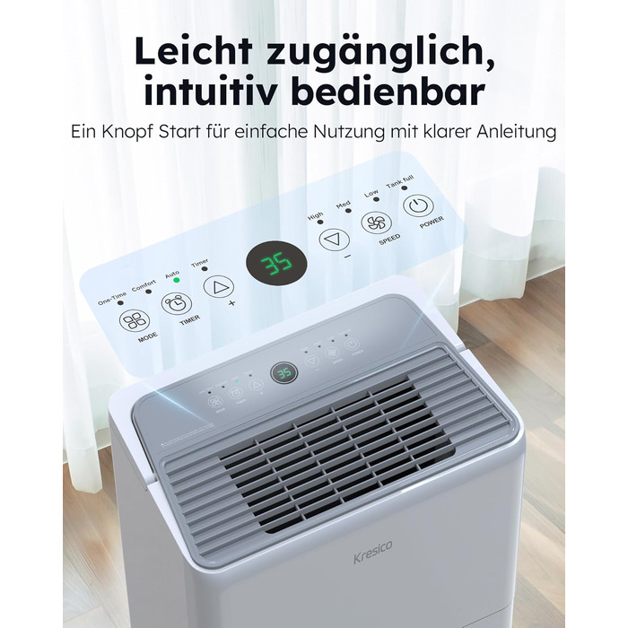 Електричний осушувач повітря 50L/24H для підвалу та приміщень до 125 м², з таймером, шлангом та фільтром, гарантія 10 років Gar