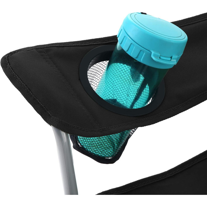 Кемпінговий стілець SONGMICS зі спинкою та підлокітниками, чорний, до 150 кг