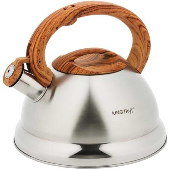 Чайник електричний Kinghoff Kh-3236, 3L, з свистком, нержавіюча сталь, сріблястий