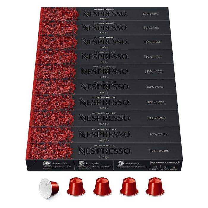 Кава Nespresso Original Ispirazione Napoli, темне обсмаження, 100 капсул (сумісна з Nespresso Original)
