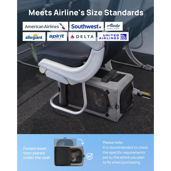 Транспортна сумка для котів Pecute Katzentasche: міцна переноска для домашніх тварин, легка, складана, для котів та маленьких собак, ідеальна для подорожей та до ветеринара, до 4 кг, сіра, 44 x 23 x 30 см