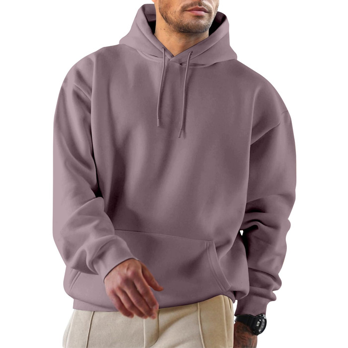 Чоловічий зимовий худі JMIERR з капюшоном та кишенями, теплий бавовняний свитшот на шнурку, колір ліловий, розмір XXL