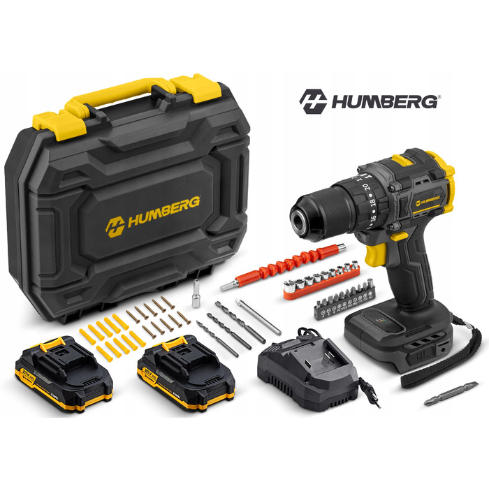 Акумуляторний дриль-шурупокрут HUMBERG HM-432 21V + 2 акумулятори, надпотужний