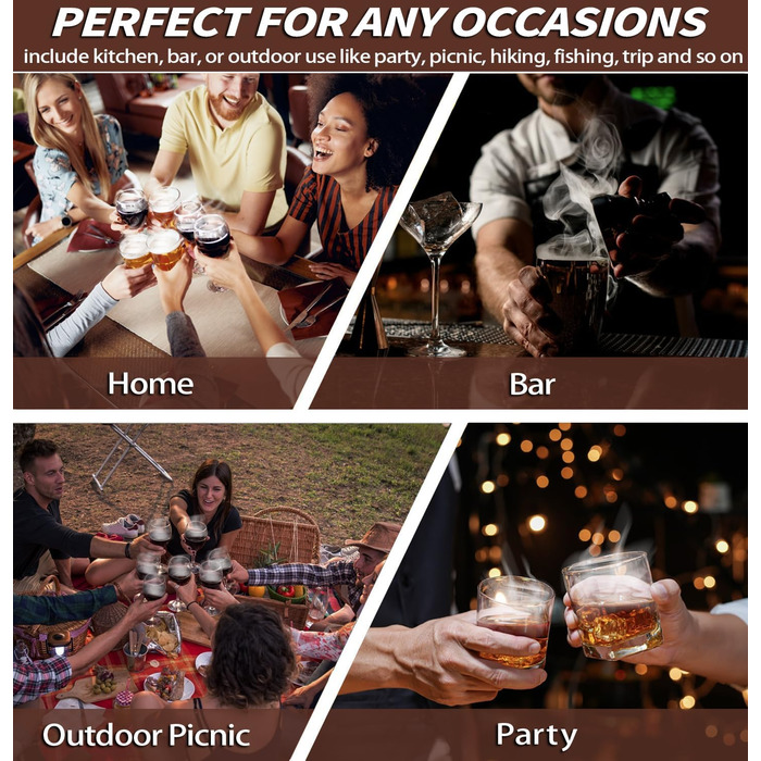 Портативний електричний димогенератор для віскі - багатофункціональний набір для коктейлів з 6 дерев'яними трісками (без бутану) з вбудованим запальничкою