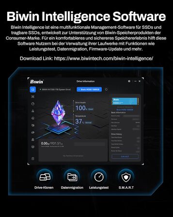 SSD BIWIN NV7200 M.2 2TB NVMe 2.0 PCIe Gen4x4 - до 7200 МБ/с, HMB, для ПК, ноутбука, PS5