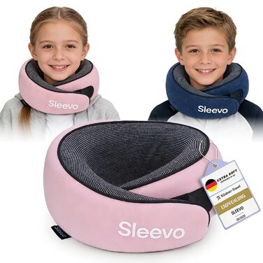 Подушка для шиї з Memory Foam - Подушка-вичерпачка для подорожей та літака - Ергономічна подушка для подорожей, захист від світла та пральна, з сумкою - Чорний (L) (Діти Рожевий)