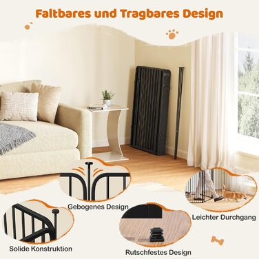 Вольєр для цуценят Yaheetech 12-секційний, 100 см, з замком, тихі труби, захист для підлоги, 8 мм металевий дріт, для квартири та саду