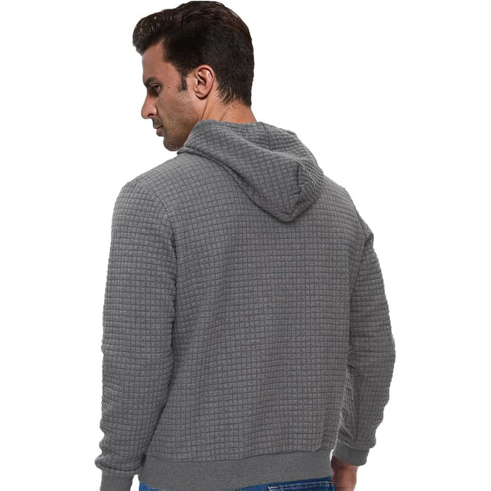 Чоловічий худі Tanozer Baic Weathirt з довгим рукавом у клітинку, сірий (M)