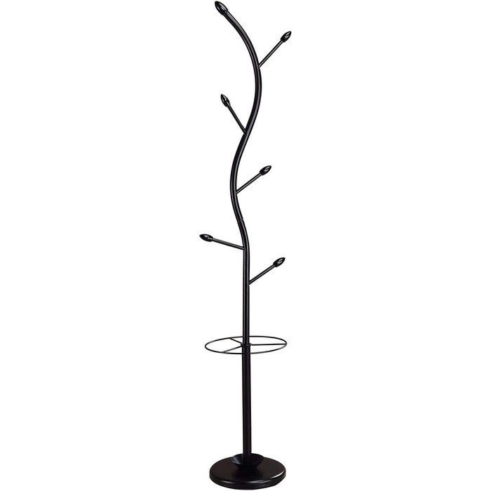 IDIMEX Clothes Rack Coat Stand Triana with 6 Clothes Hooks and Umbrella Stand, White Lacquered (Black)