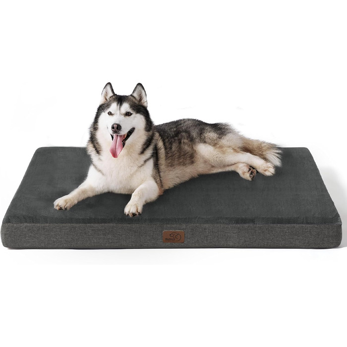 Ортопедичний лежак для собак BEDSURE - 61x41x8 см, з ефектом пам'яті, кучельна підстилка для собак, (120x74x10 см, темно-сірий)