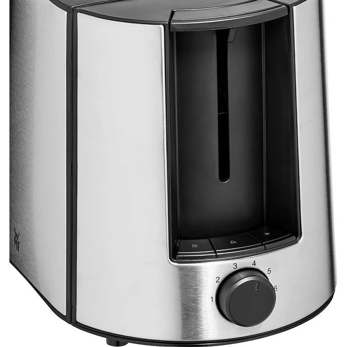 WMF Bueno Pro Toaster 2 Slice, Double-Slot Toaster Stainless Steel with Roll Holder, 2 Slices, 6 Browning Levels, 870 W, brushed stainless steel