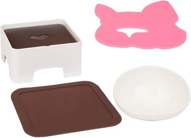 Миска для собак та котів JYHY Bulldog з кераміки, нахилена, з гумовою основою, 1.5 Cup (Чорна/Біла)