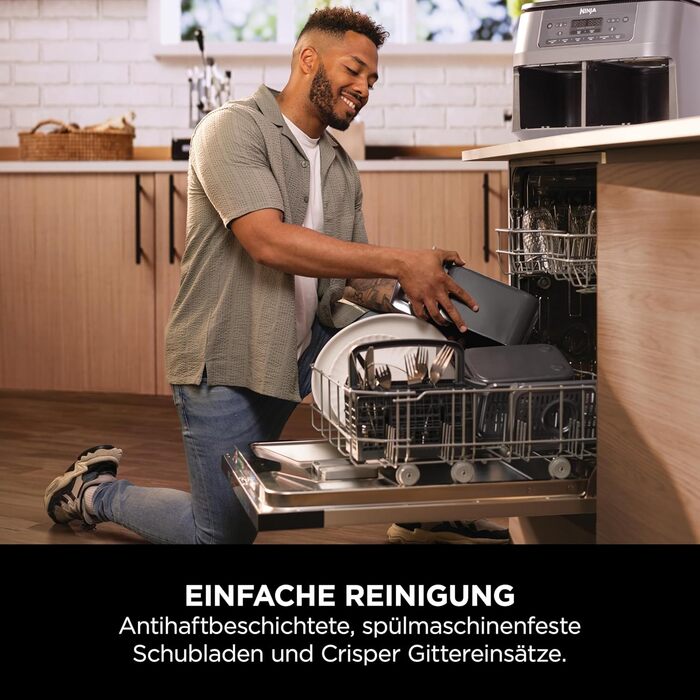 Фритюрниця Ninja Dual Zone Digital Air Fryer DZ400EU, 9.5L, 6-в-1, 2 відсіки, металевий сірий, для смаження, запікання, підігріву