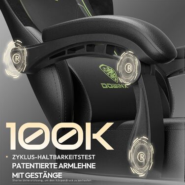 Ігровий крісло Dowinx з PU-шкіри, ергономічний, з підтримкою попереку, для ПК, 150 кг, зелений