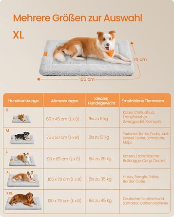 Підстилка для собак та котів Feandrea, 60 x 45 см, сіра, машинне прання, антиковзаюча