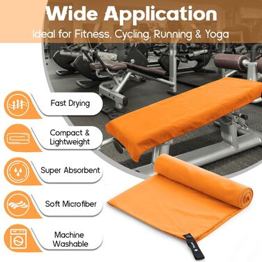 Набір рушників з мікрофібри 2 шт. | 180x60 см (великий) + 80x40 см (малий) | Швидковисихаючі рушники для спорту, пляжу, тренажерного залу (Помаранчевий)