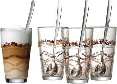 Ritzenhoff & Breker Latte Macchiato Glasses Set, 4 pieces & Cornello Coffee Cup Set, 2-piece, Cream, 300 ml, 2 pieces (1 pack)
