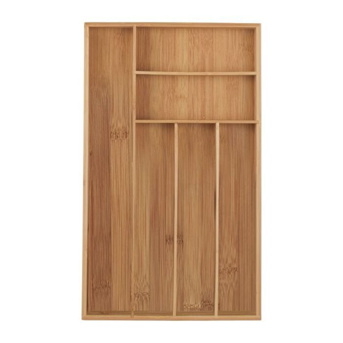 Relaxdays Bamboo Cutlery Box, 6 Compartments