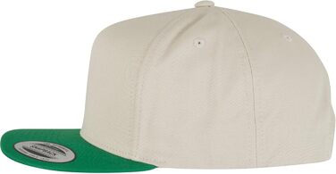 Кепка бейсболка Flexfit Unisex Classic 5 Panel Snapback, універсальний розмір, бежево-зелена