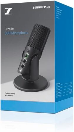 Sennheiser Profile USB мікрофон: конденсаторний мікрофон з USB-підключенням для подкастів та стрімінгу. В комплекті: стійка та кабель USB-C 1.2м. Чорний (700065)
