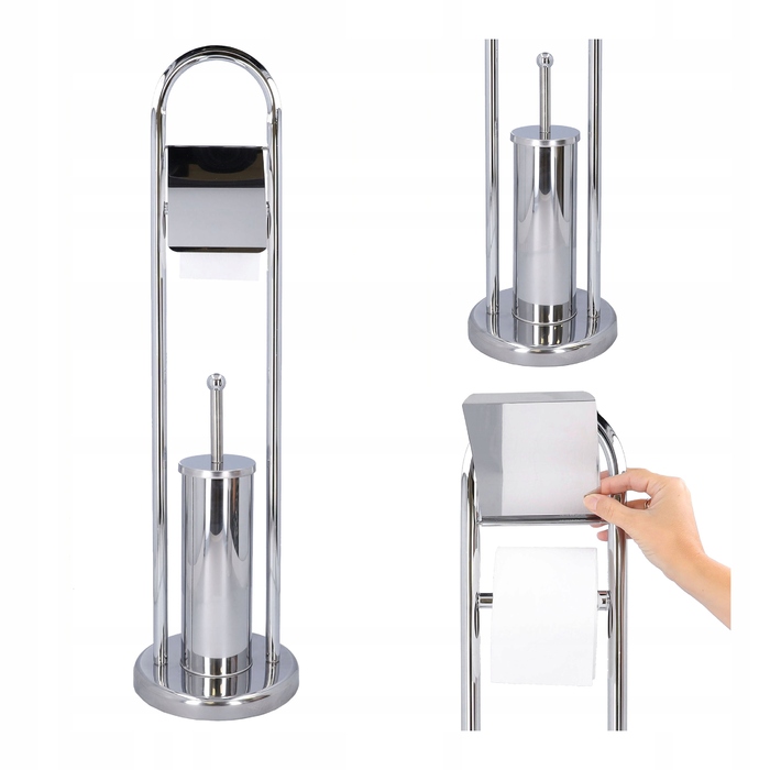 Підставка для йоржика та паперу 2в1, набір для туалету, сріблястий