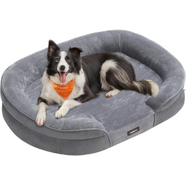 Крісло-ліжко для собак Feandrea, ортопедичне, велике, 106x76x18 см, водовідштовхувальне, знімний чохол, сіре