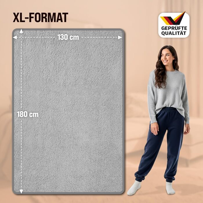 Електрична ковдра Monzana® 180x130 см, 120 Вт, 10 режимів нагріву, таймер, захист від перегріву, пральна, тепла флісова ковдра для ліжка