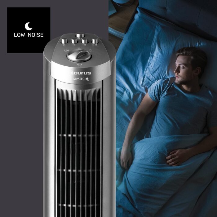 Вентилятор Taurus Babel RCH з пультом керування, 50 Вт, 86 см, 4 швидкості, 3 режими, таймер 9 годин, осциляція, сенсорне керування, сірий