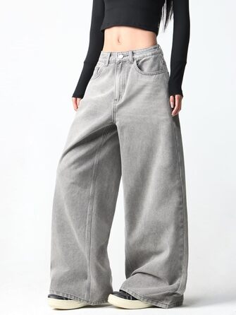 Джинси жіночі Damen Vintage Baggy, широкі, стиль Y2K 90-х, сірі (B25 Grau, XS)