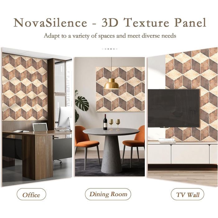 Акустичні панелі JBER для стін самоклеючі, звукопоглинаючі 3D-панелі з мармуровою текстурою для студії, офісу та дому, 30×30×1 см, 12 шт (Гексагон)