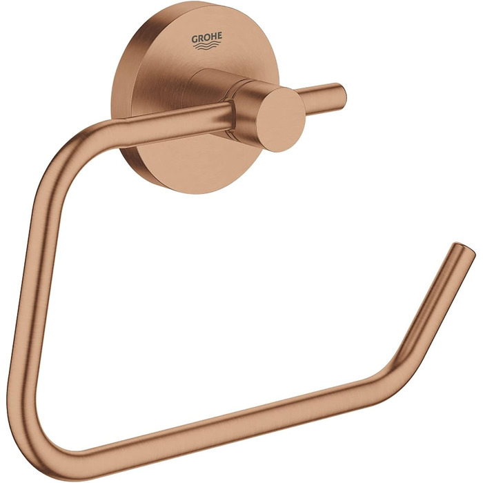 GROHE Essentials Toilet Paper Holder - Adhesive, No Drilling, Brushed Warm Sunset Finish