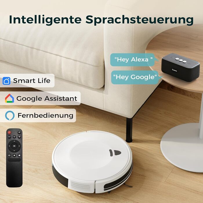 Робот-пилосос E2 з картографією, 10000 Па, 200 хв роботи, 660 мл, керування через додаток, голосовий помічник та пульт, для видалення шерсті та пилу