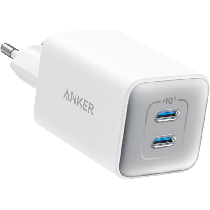 Зарядний пристрій Anker USB-C 47W (Nano 3) з 2 портами GaN, білий - для iPhone, Galaxy, Pixel, iPad